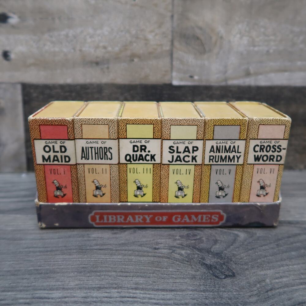 Vintage Library Of Games Miniature Card Game Old Maid Slap Jack Animal Rummy